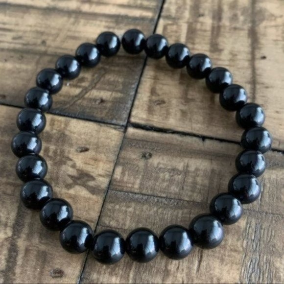 8mm Black Onyx Chakra Bead Stretch Bracelet - Picture 2 of 8